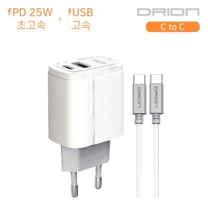 폰시즌,* C가-34 * 드리온  가정용 PD 25W 초고속 충전기(C+USB) (C to C) / DR-PD25W-CU-CP
