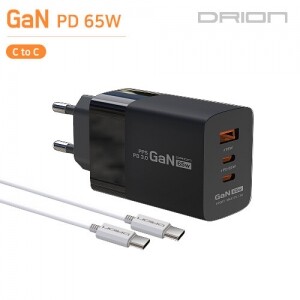 폰시즌,* C가-35 * [드리온] 가정용 GaN 지원 PD 65W 초고속 충전기 (C+C+USB) (C to C케이블) / DR-PD65W-HC7